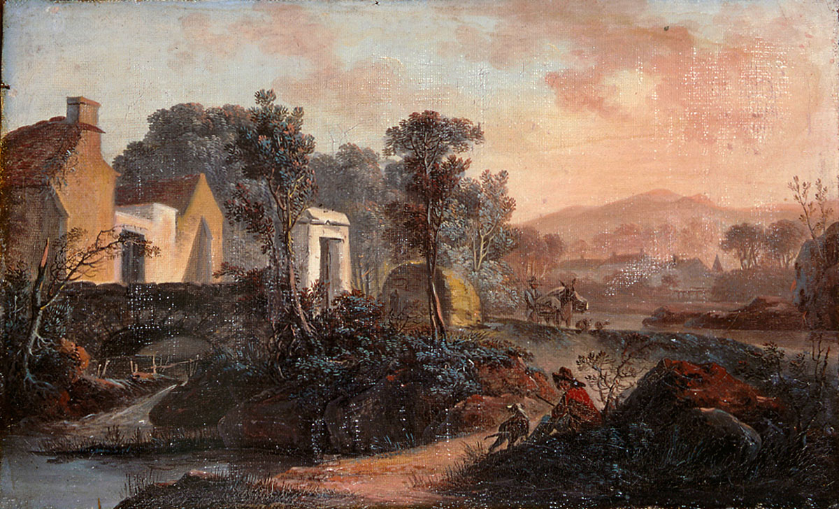 Paysage, le pont sur la rivière